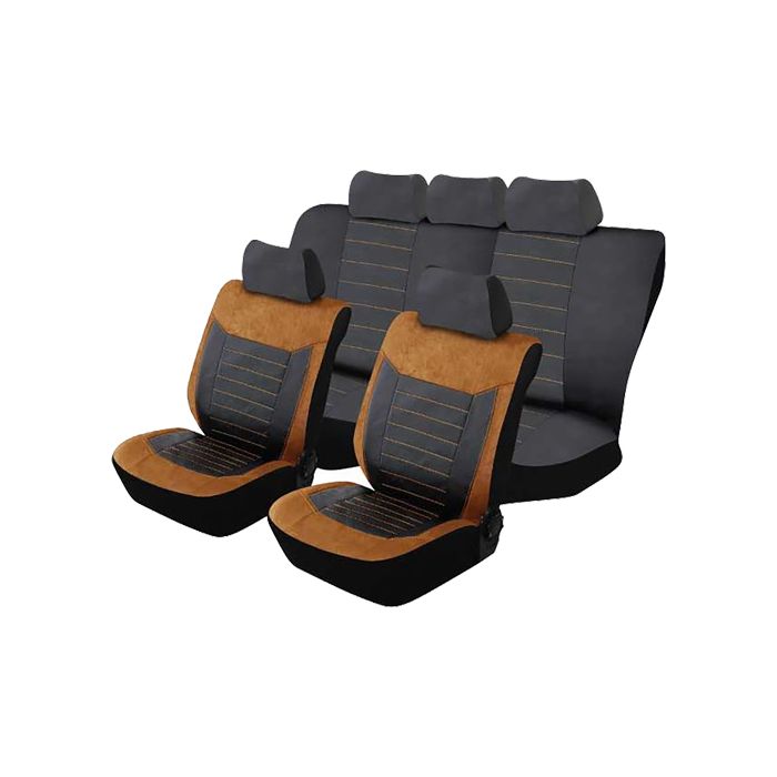 Autogear 11 Piece Montecarlo Brown Suede Seat Cover Set