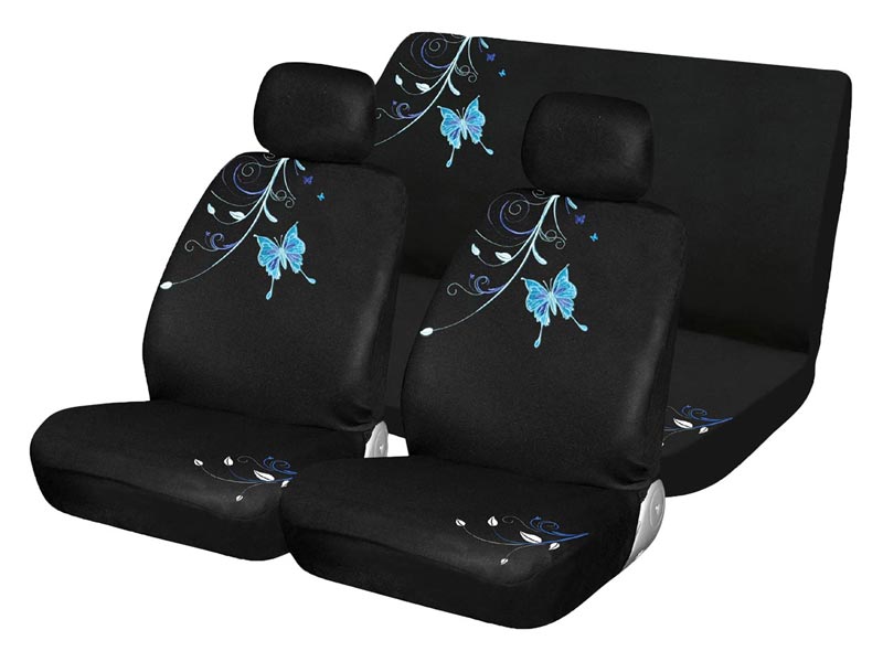 Autogear 6 Piece Blue Butterfly Seat Cover Set