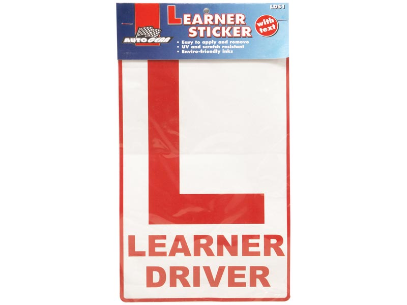 Autogear Learner Driver Sign Clear Background Red