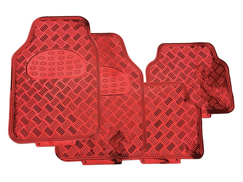 Autogear 4 Piece Aluminium Red Mat Set