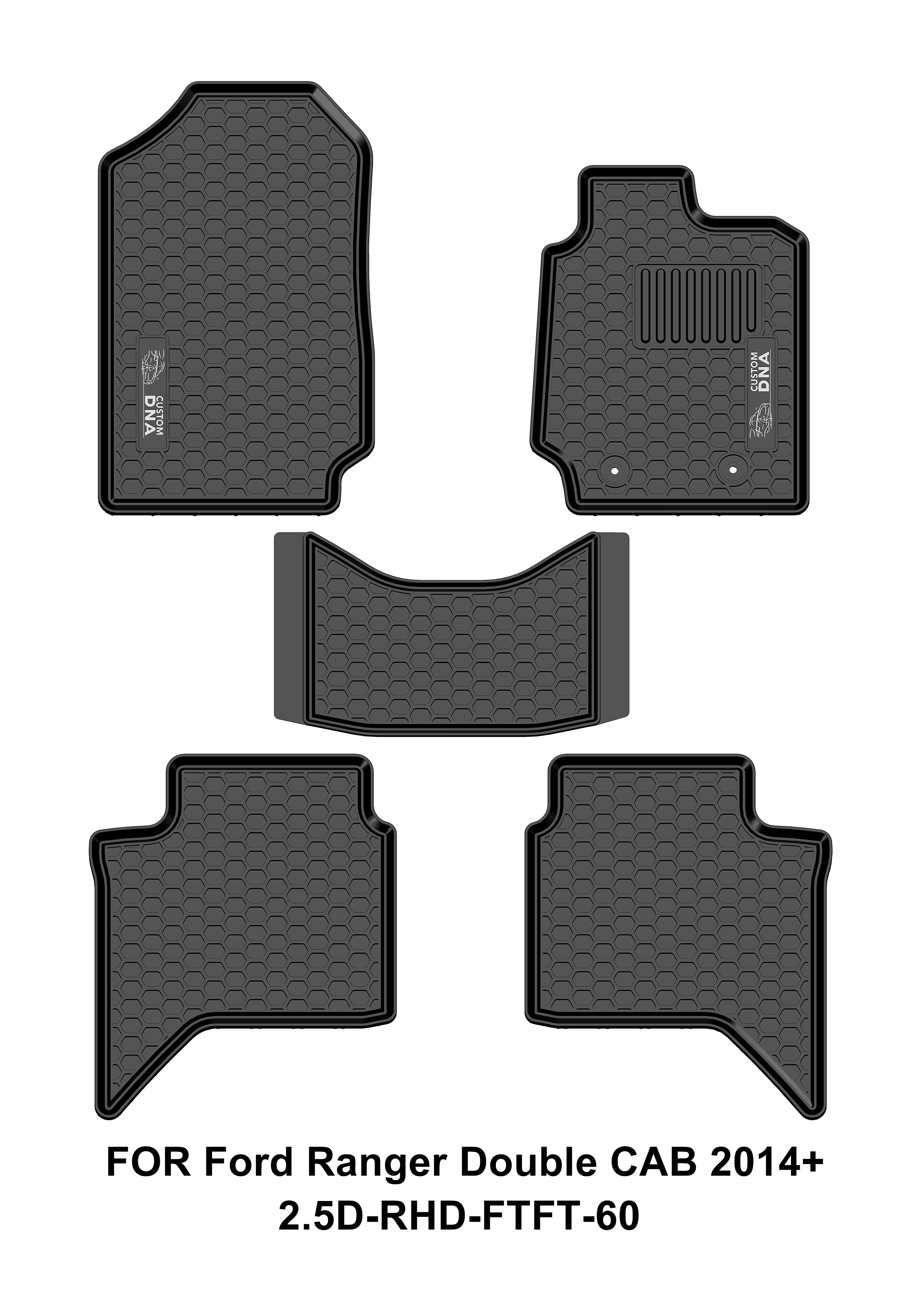 Custom DNA Ford Ranger/Wildtrak/Raptor Double Cab 2014+ Black Mat Set ...