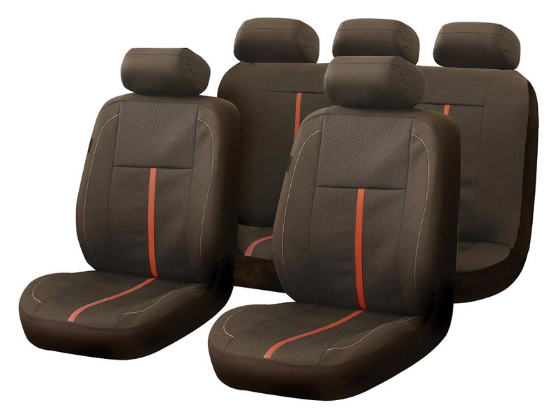 Autogear 9 Piece Black/Brown Woven Jacquard Seat Cover Set
