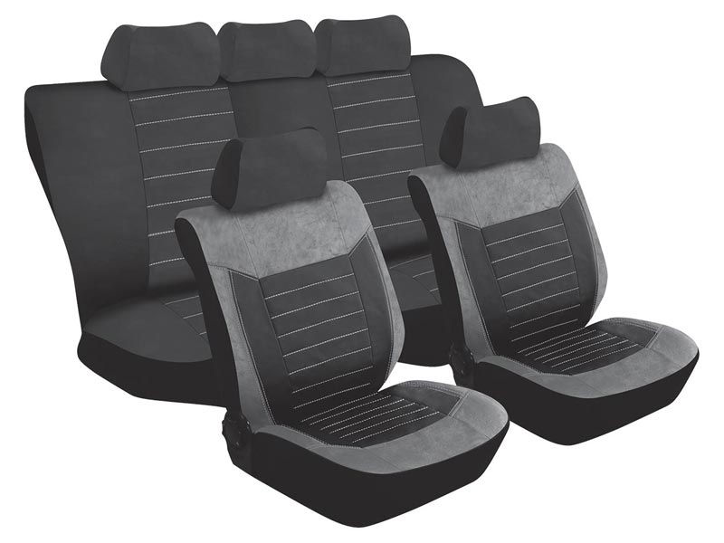 Autogear 11 Piece Montecarlo Grey Suede Seat Cover Set